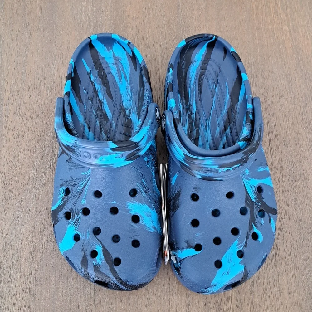 Crocs Kids' Classic Clog - Color: Marbled Navy/Multi - Size: Kids J5 - Picture 2 of 9